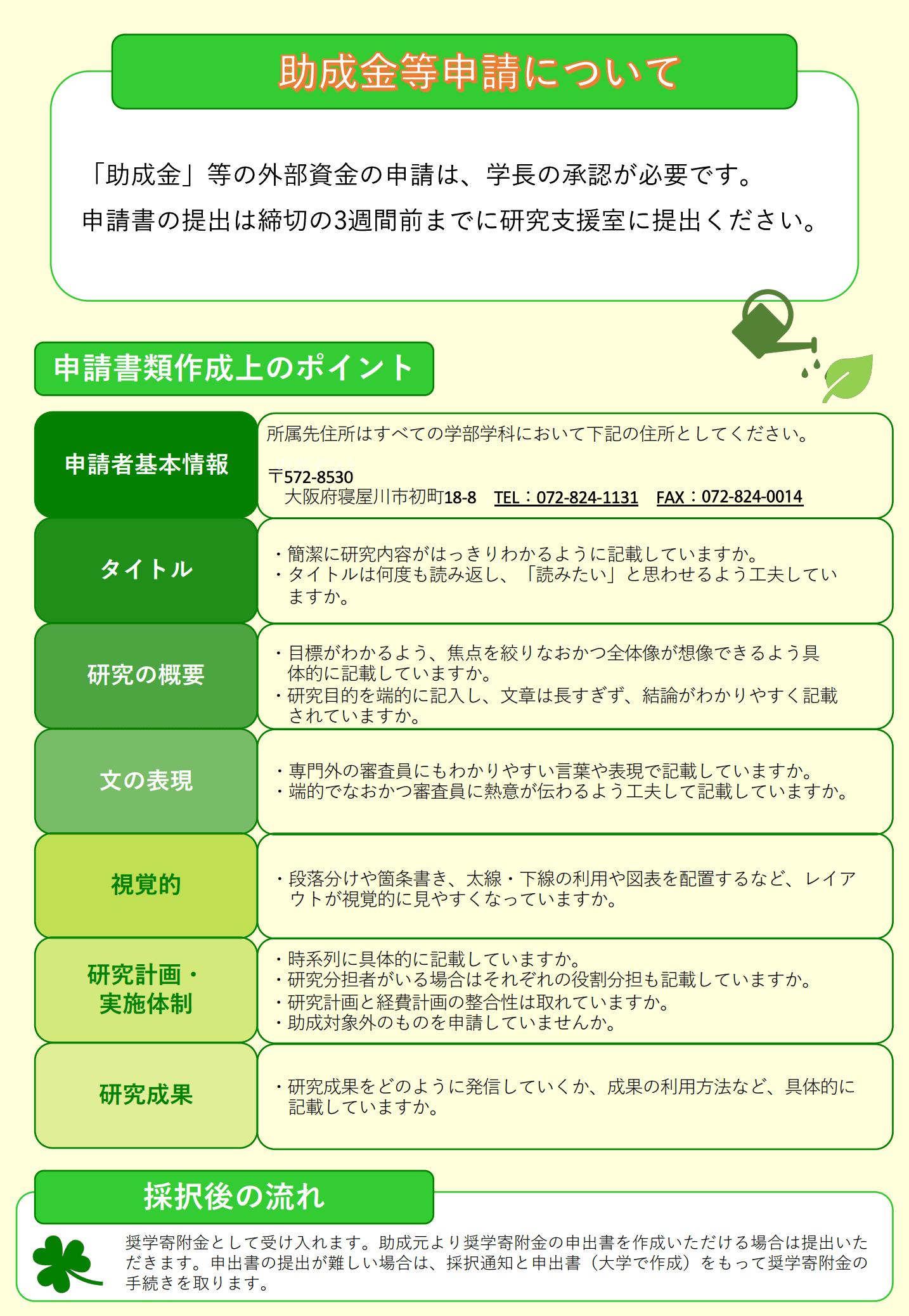 申請書類作成上のポイント